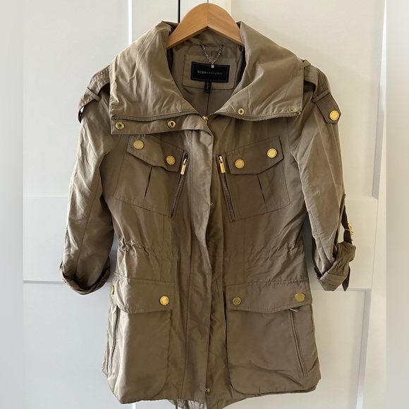 BCBG MaxAzria Brooke Olive Jacket with gold hardware - Picture 2 of 6
